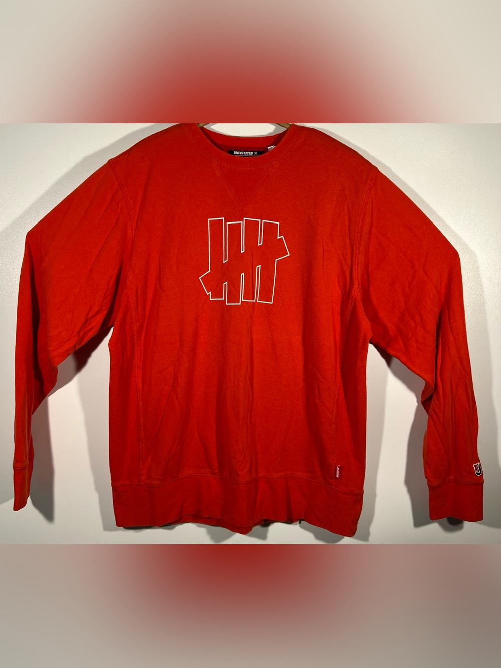 Undefeated UNDFTD U And D 5 STRIKE Crewneck Pullover Streetwear Orange Size XL